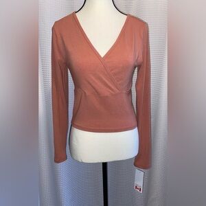 Women’s Antistar stretchy soft long sleeves wrap V neckline Top‎ size Large NWT